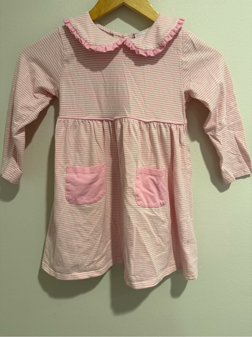 Stitchy Fish Girls Pink Stripe Peter Pan Collar Dress Southern School Size 5